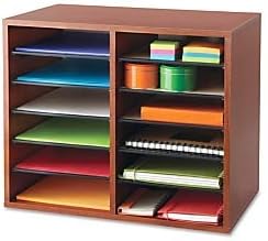 Medium Oak Wood Literature Organizer, 24 Compartment, Stackable W4102