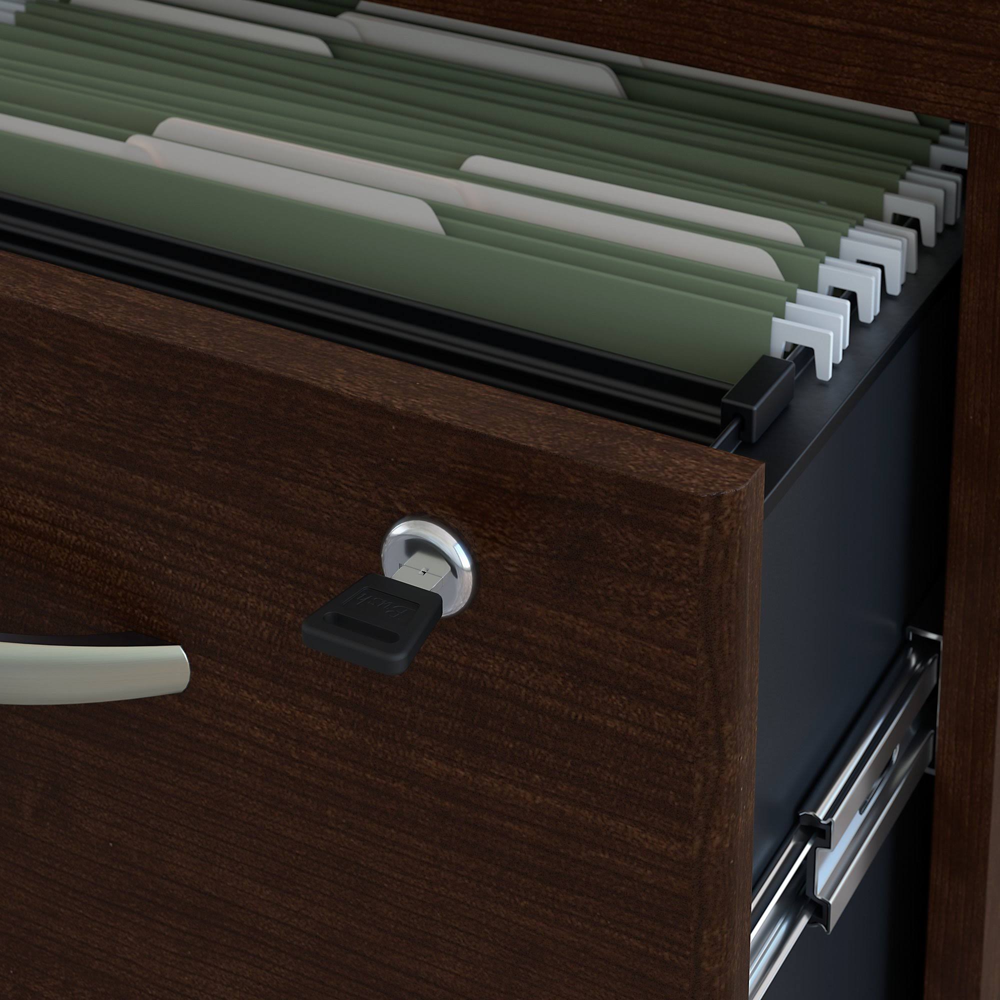 Mocha Cherry Office Desk with Mobile File Cabinet D86577
