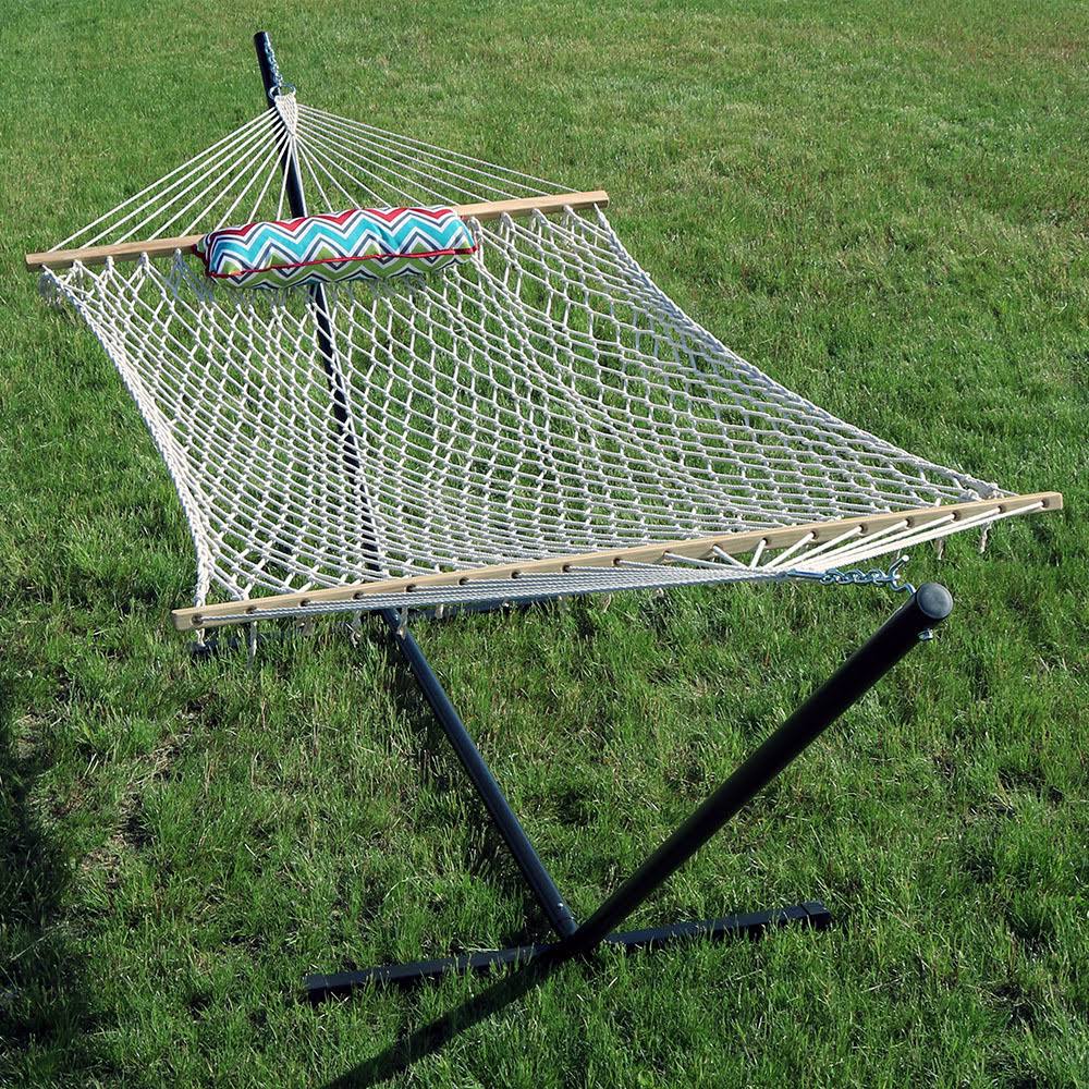 Multi Color Cotton Rope Hammock with Stand N7982