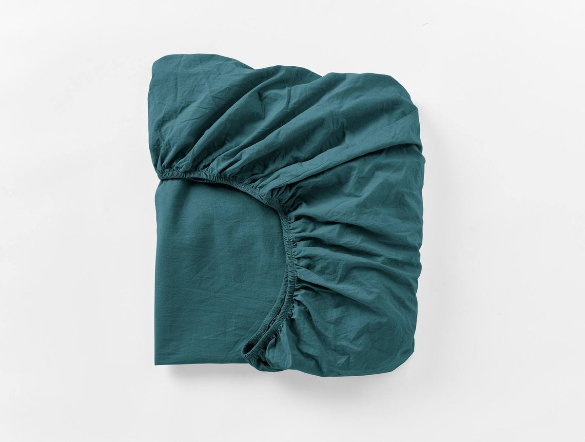 Organic Crinkled Percale Sheet Set Cal King Aegean W268