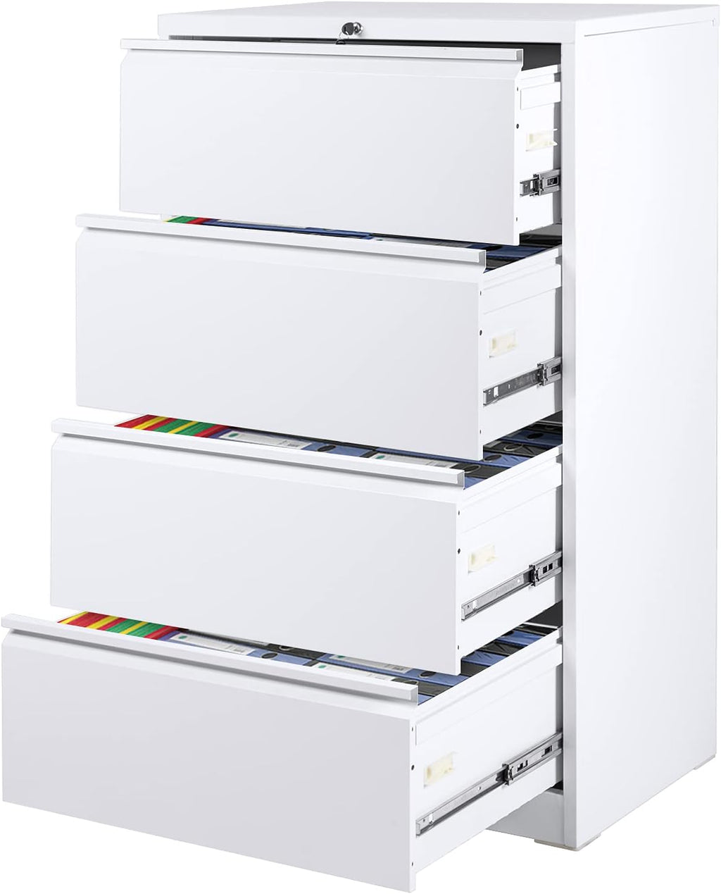 Black Mobile Filing Cabinet 3 Drawer with Lock Metal Wheels B107520