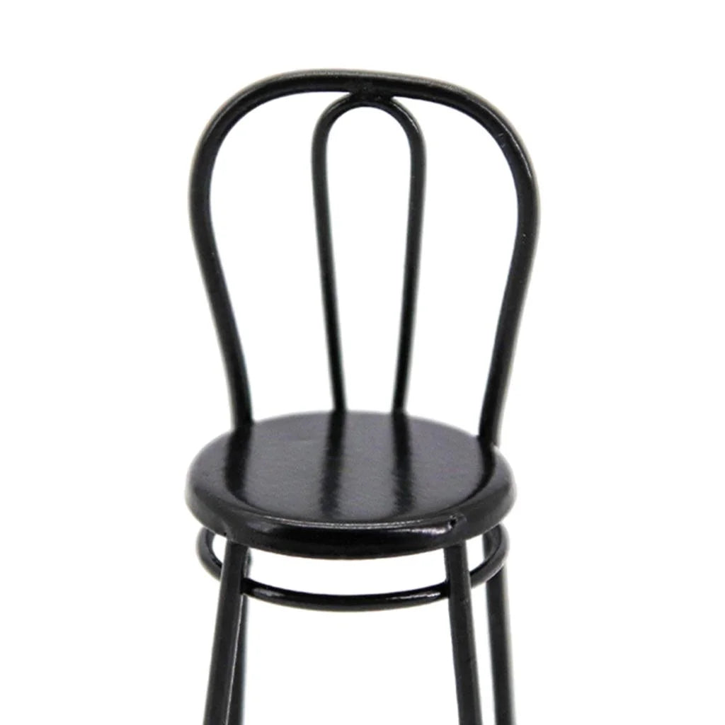 Black Metal Dollhouse Miniature Dining Furniture Seat X25880