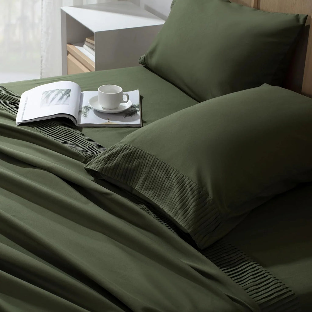 Emerald Green Microfiber Sheet Set California King 4 Pieces Deep Pocket B9270
