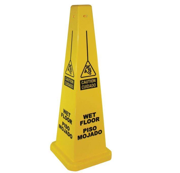 CAUTION Wet Floor Sign, Four Sided, Spanish/English, 36x22, Pkg QTY 5 Y82608
