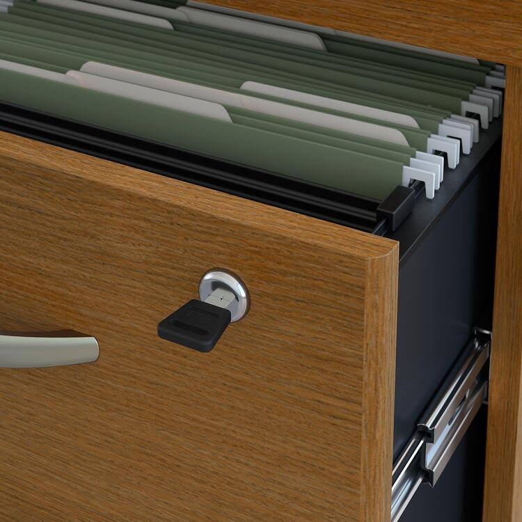 Mocha Cherry Office Desk with Mobile File Cabinet D86577