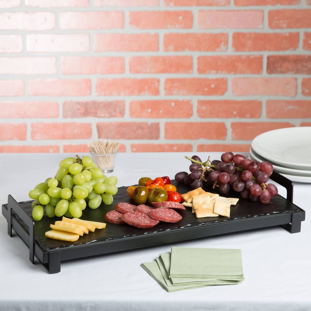 Black Melamine Faux Slate Platter 10 x 20 in. U374512