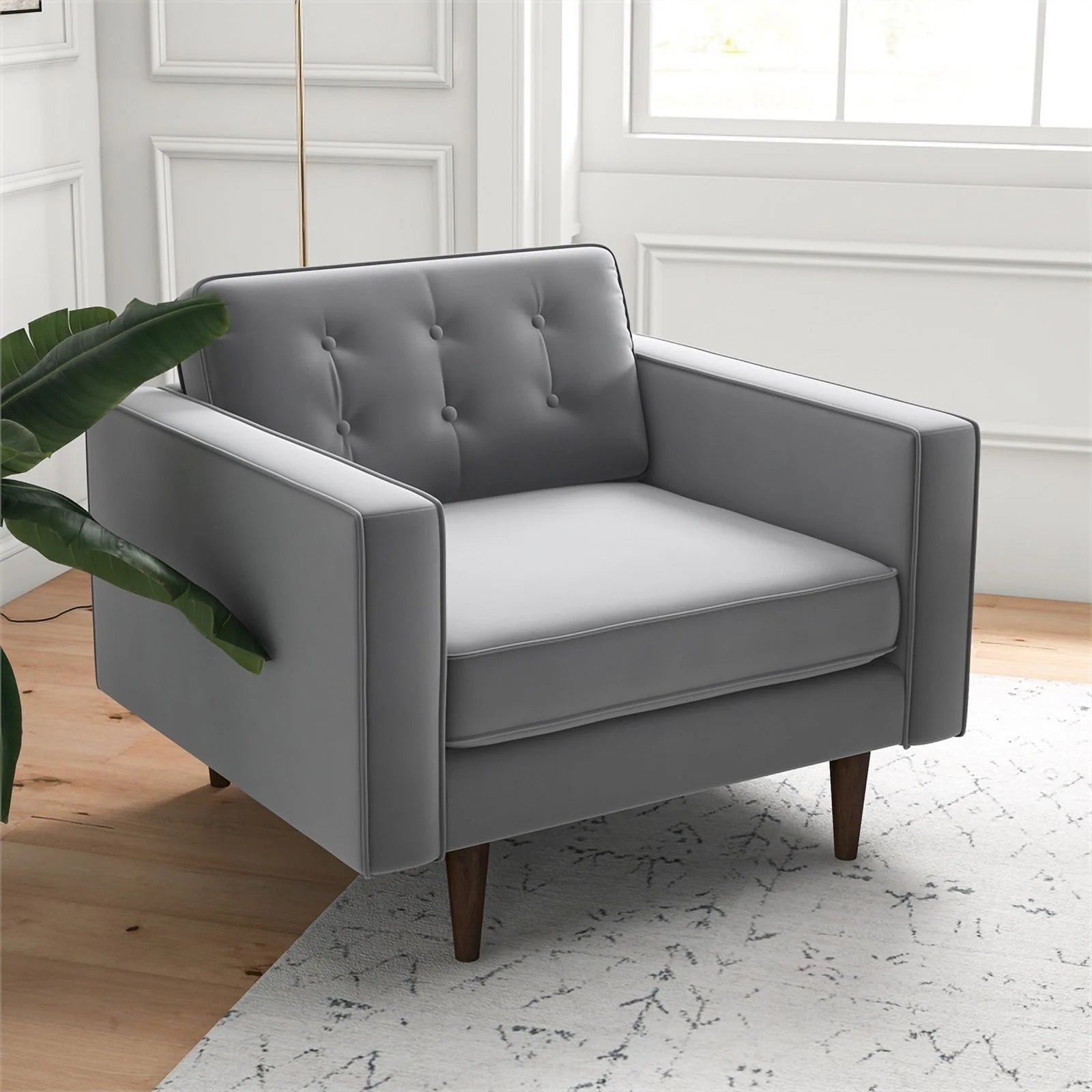 Gray Velvet Lounge Chair (Set of 2) T696221
