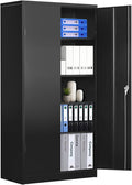 Black Locking Metal Storage Cabinet with 2 Doors and 2 Adjustable Shelves Y613