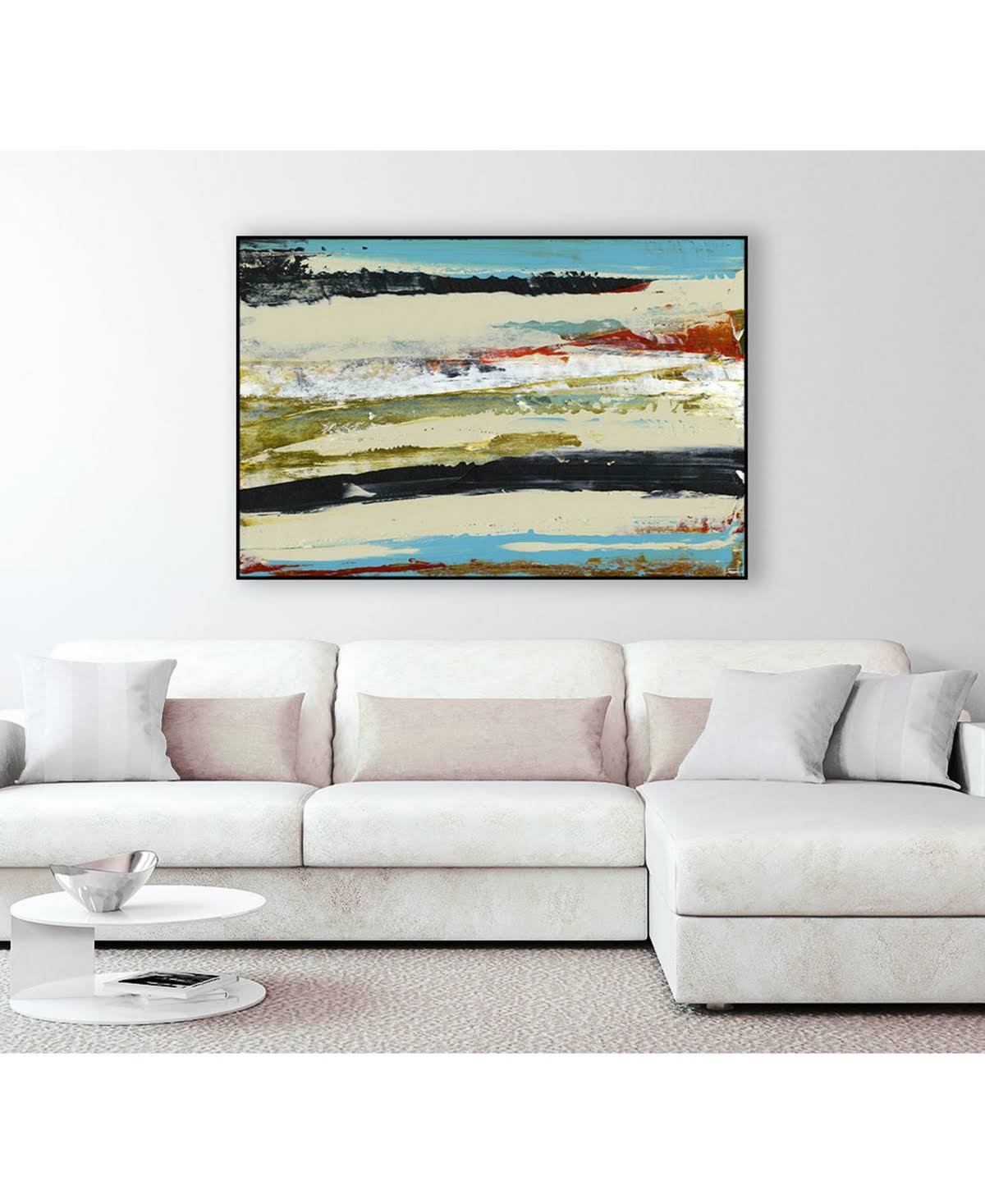 Tan Framed Canvas Art Block B9970