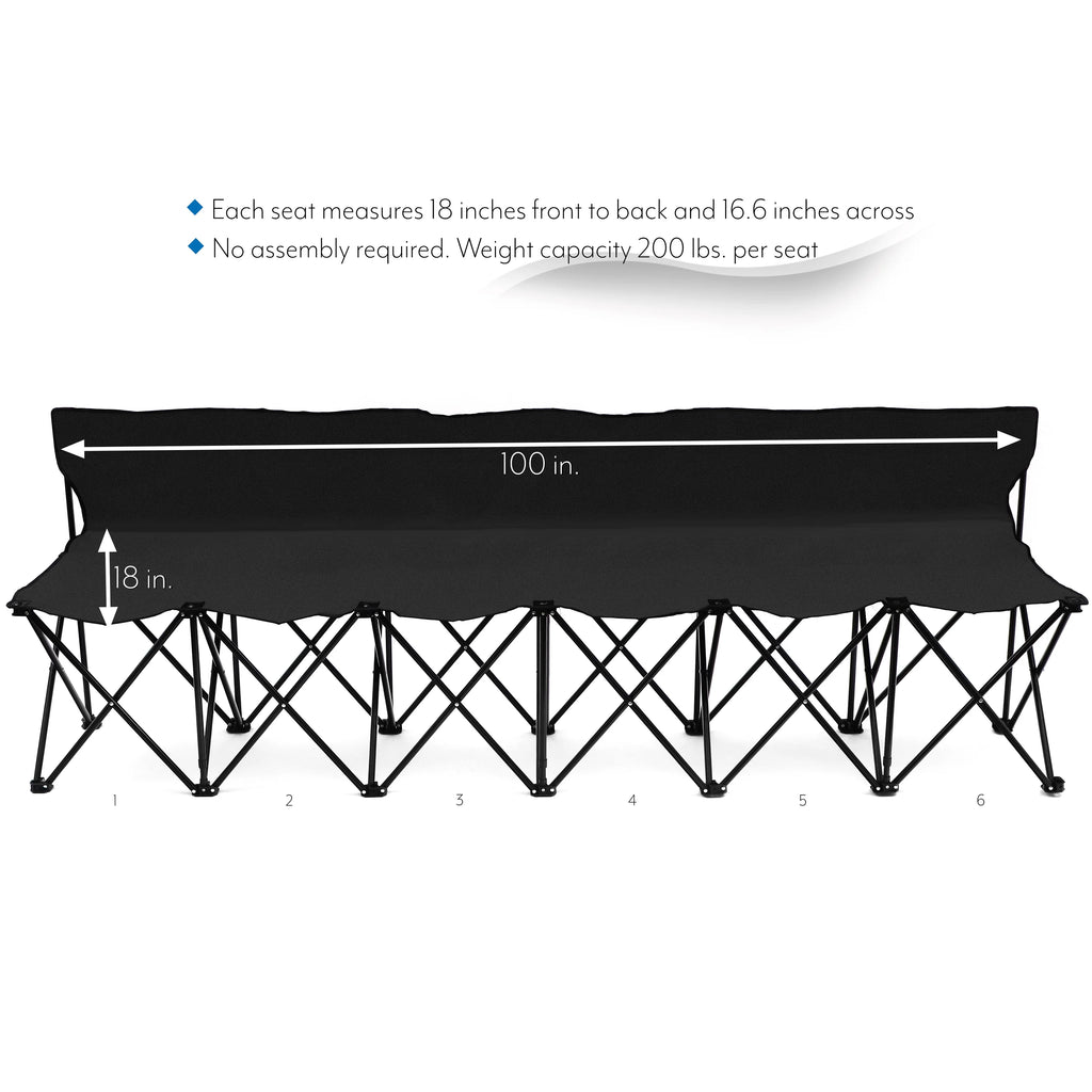 6-Person PVC Folding Sideline Bench with Back S42541