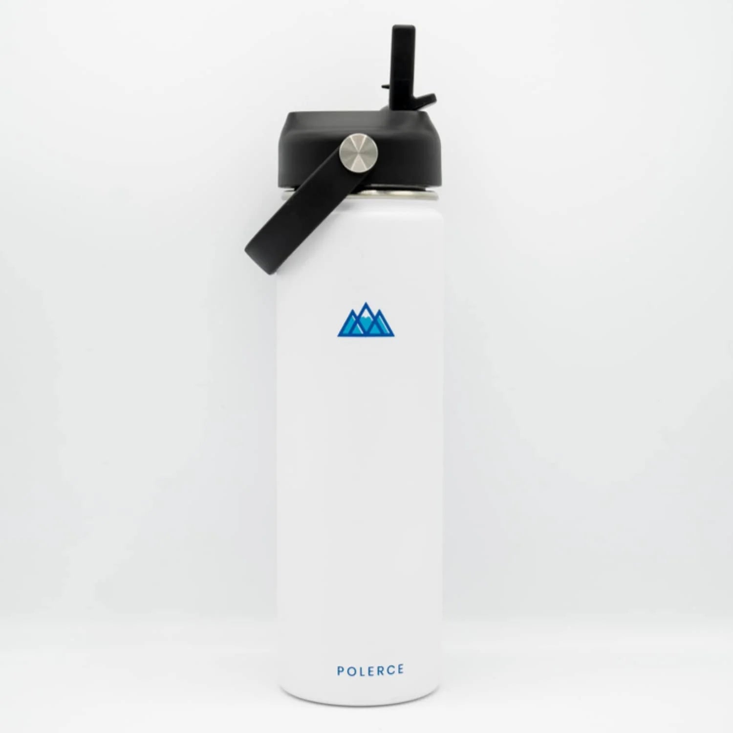 White Stainless Steel Vacuum Insulated Bottle with 3 Lids, 21 Fl Oz Z342