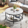 2-Tier Round Coffee Table with Glass Shelf P681607