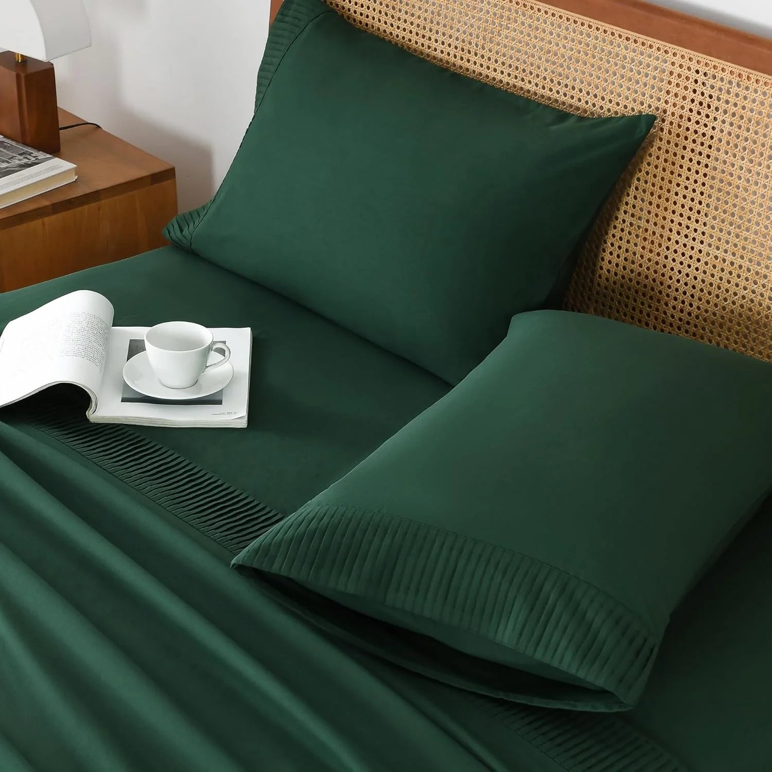 Emerald Green Microfiber Sheet Set California King 4 Pieces Deep Pocket B9270