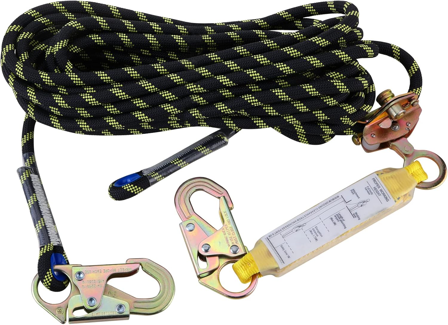 Rope Assembly 25 ft with Rope Grab Snap Hooks Shock Absorber CE Standard I2508