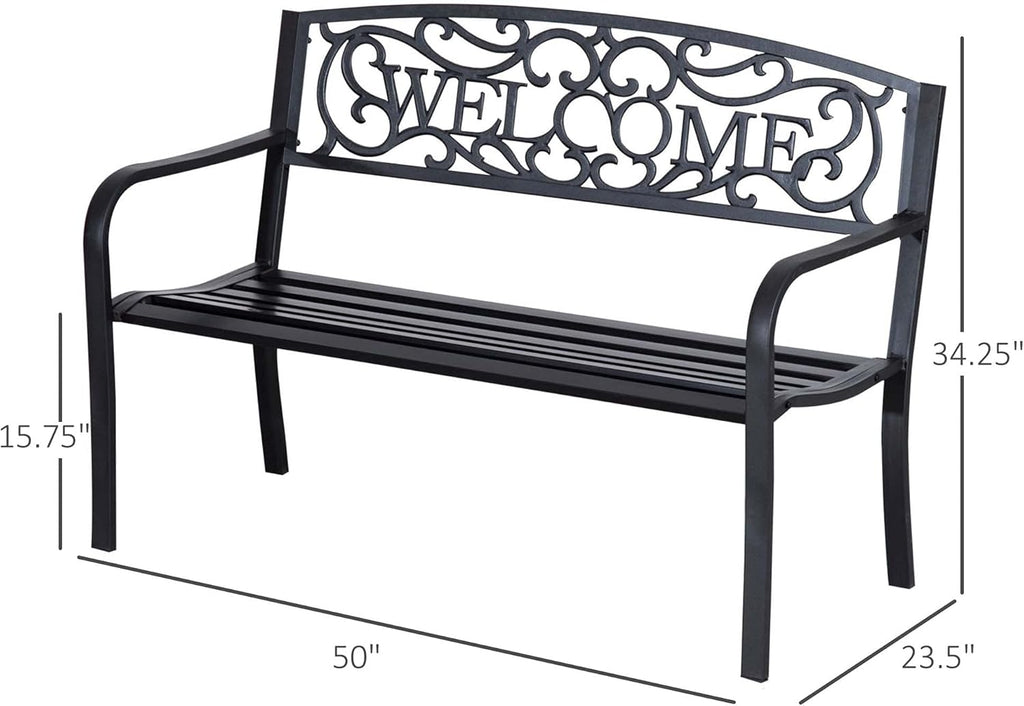 50 2-Person Garden Bench Loveseat with Cast Iron Decorative Vines G8020