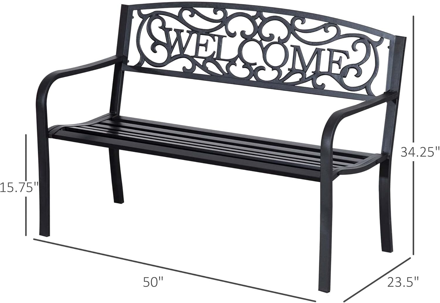 50 2-Person Garden Bench Loveseat with Cast Iron Decorative Vines G8020