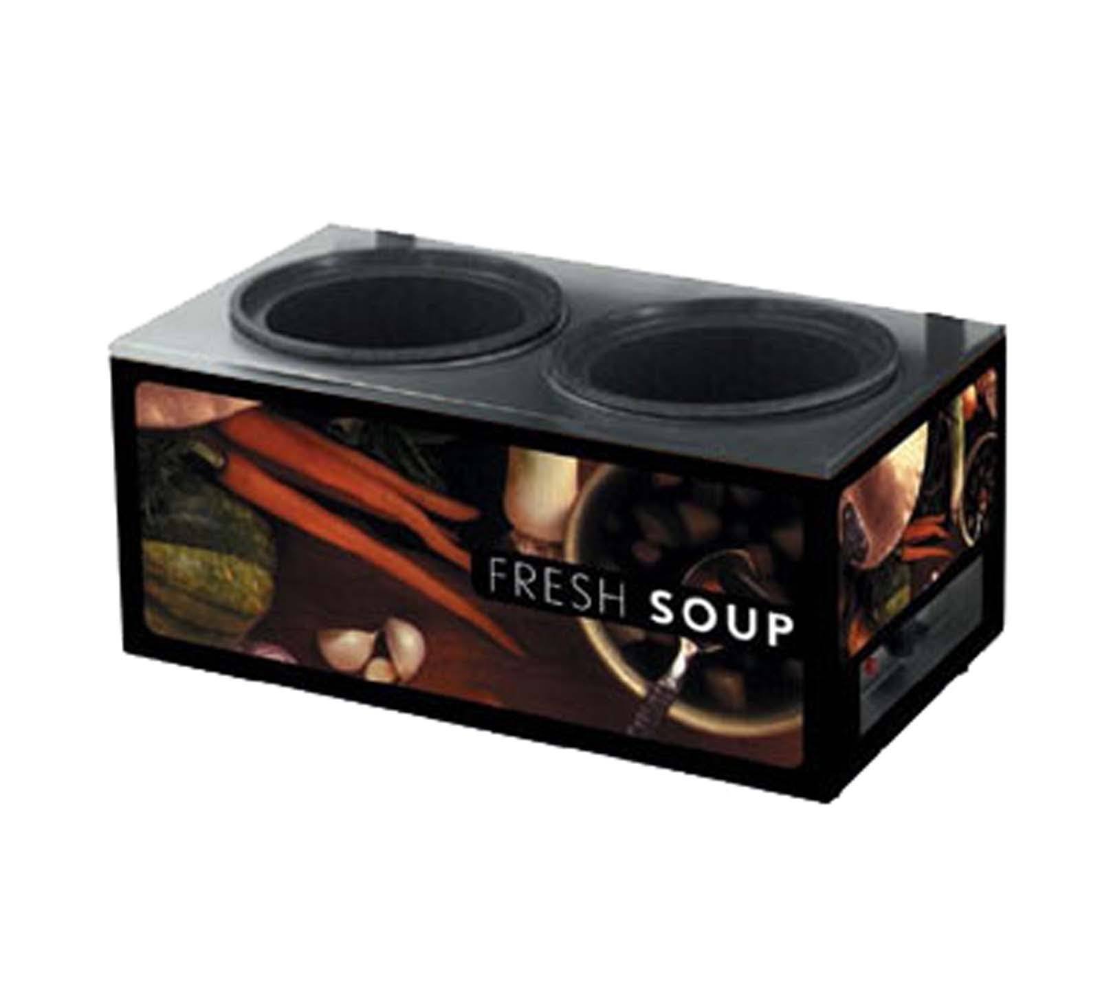 Twin Well Soup Merchandiser with Tuscan Base Graphics K326078