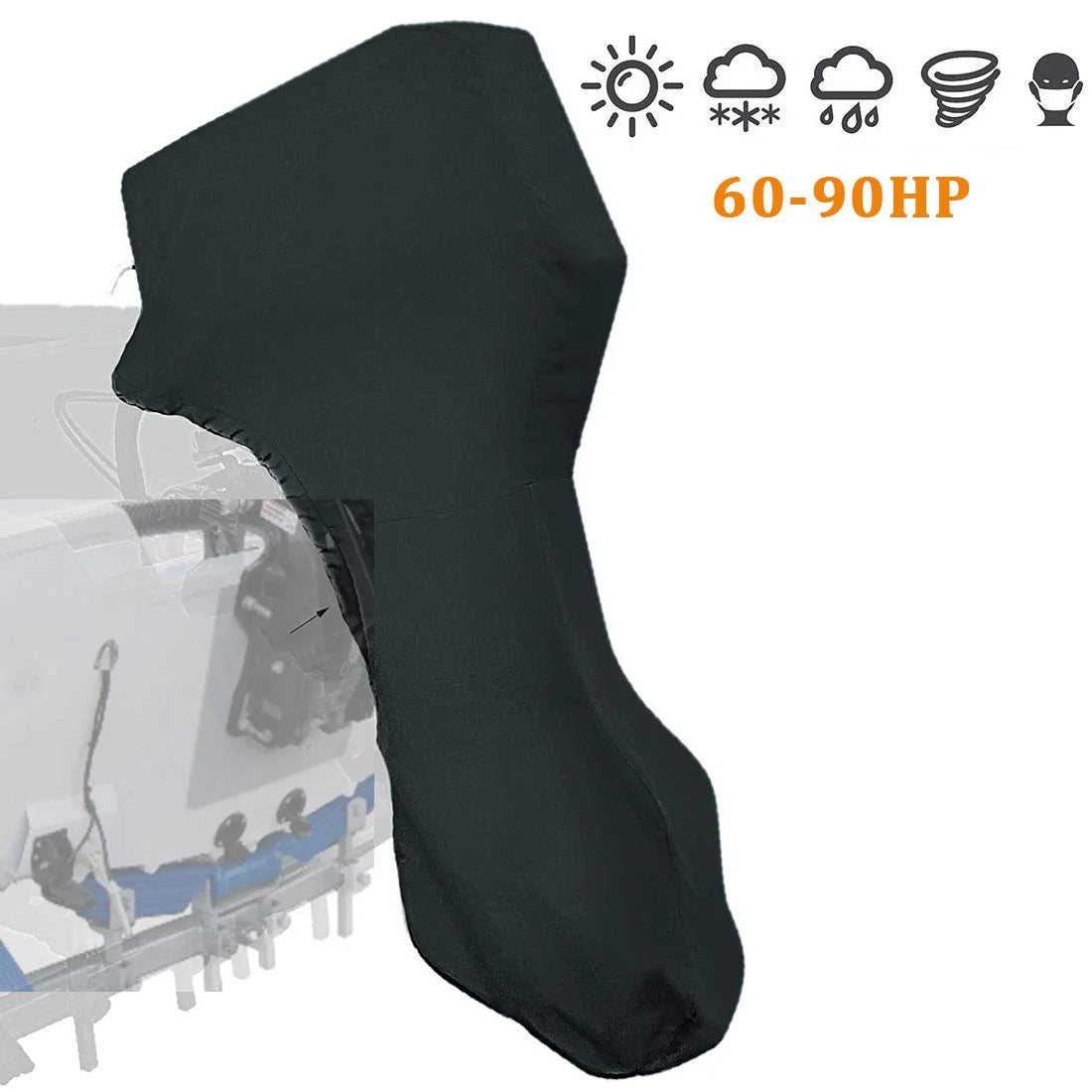 Waterproof 600D Oxford Black Outboard Motor Cover B148