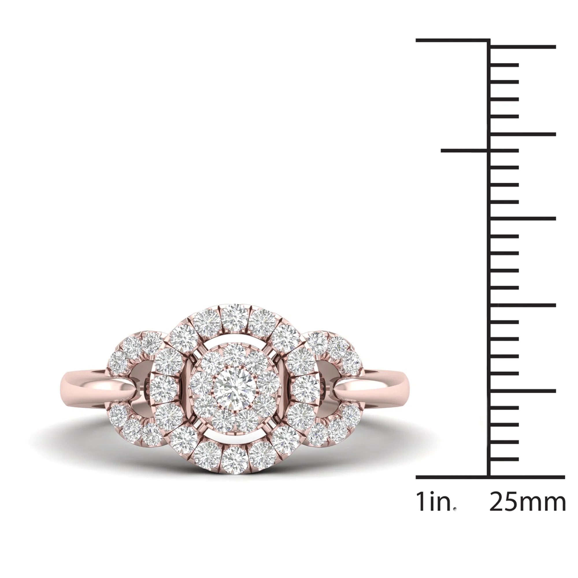 10K Rose Gold Diamond Cluster Engagement Ring C4527
