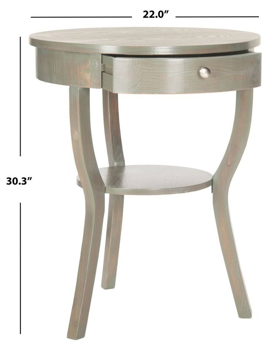Dark Teal Round Pedestal Drawer End Table L25483