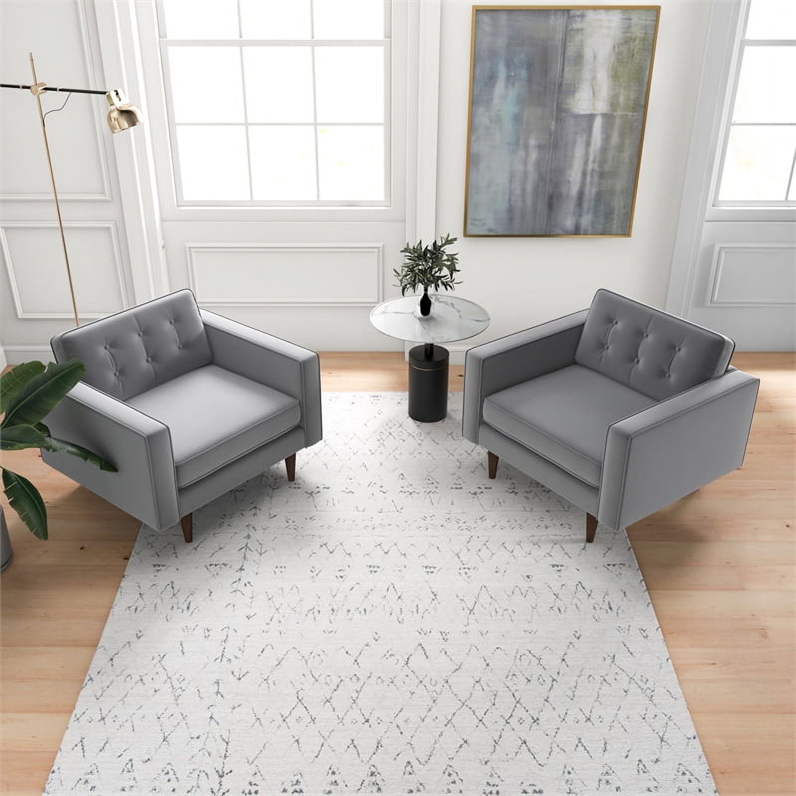 Gray Velvet Lounge Chair (Set of 2) T696221