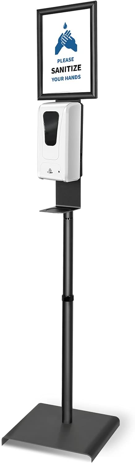 Automatic Hand Sanitizer Dispenser with Adjustable Stand, Sign Board, Refillable Bottle, Drip Catcher - 33oz S986