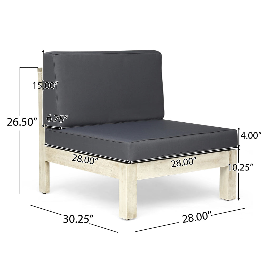 Gray Acacia Wood Sofa and Table Set with Cushions I72046