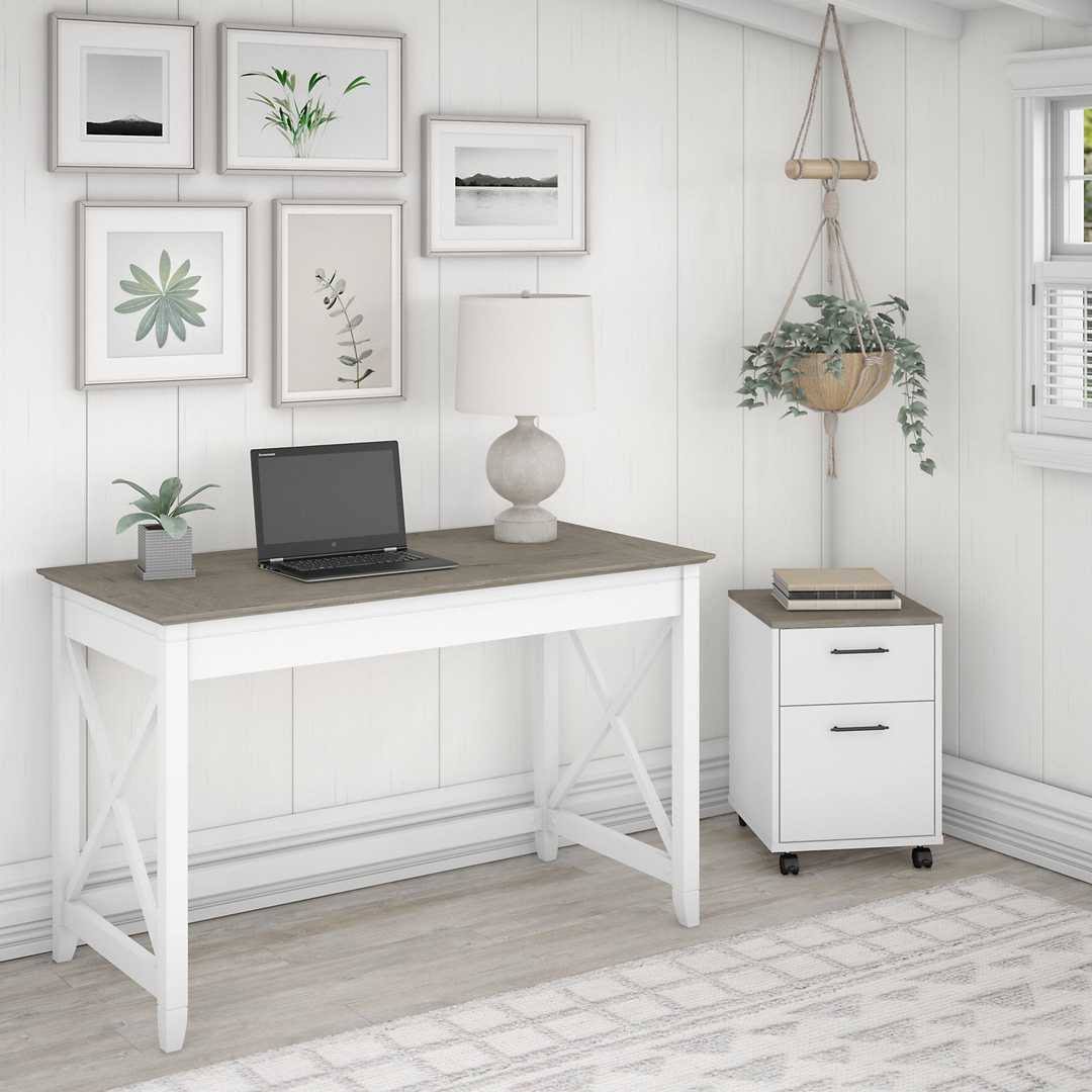 48w Writing Desk with 2 Drawer Mobile File Cabinet in Bing Cherry D911234