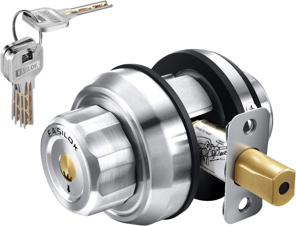 Keyless Twist to Lock Deadbolt Lock, 304 Stainless Steel Front Door Lock, Single Cylinder Deadbolt and Door Knob N897925