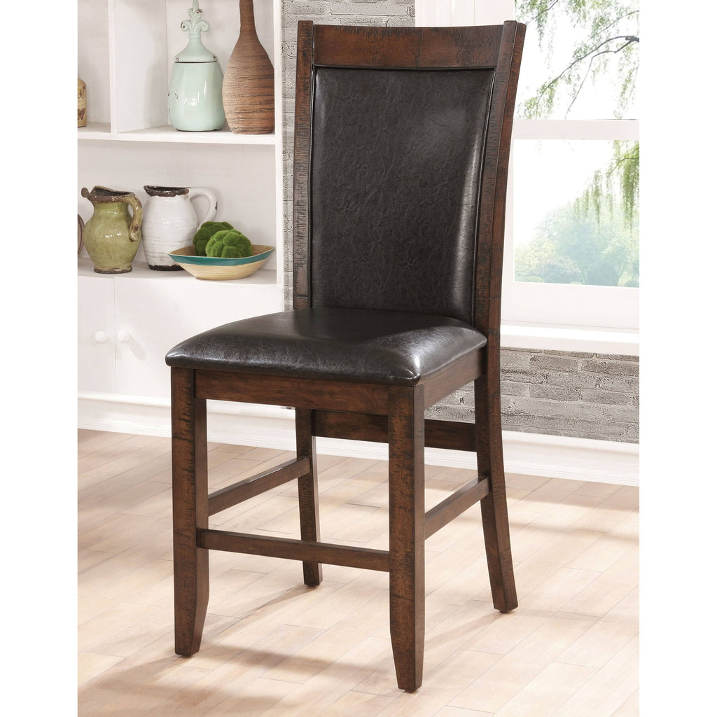 Rustic Contemporary Leatherette Brown Cherry Counter Height Chair G356