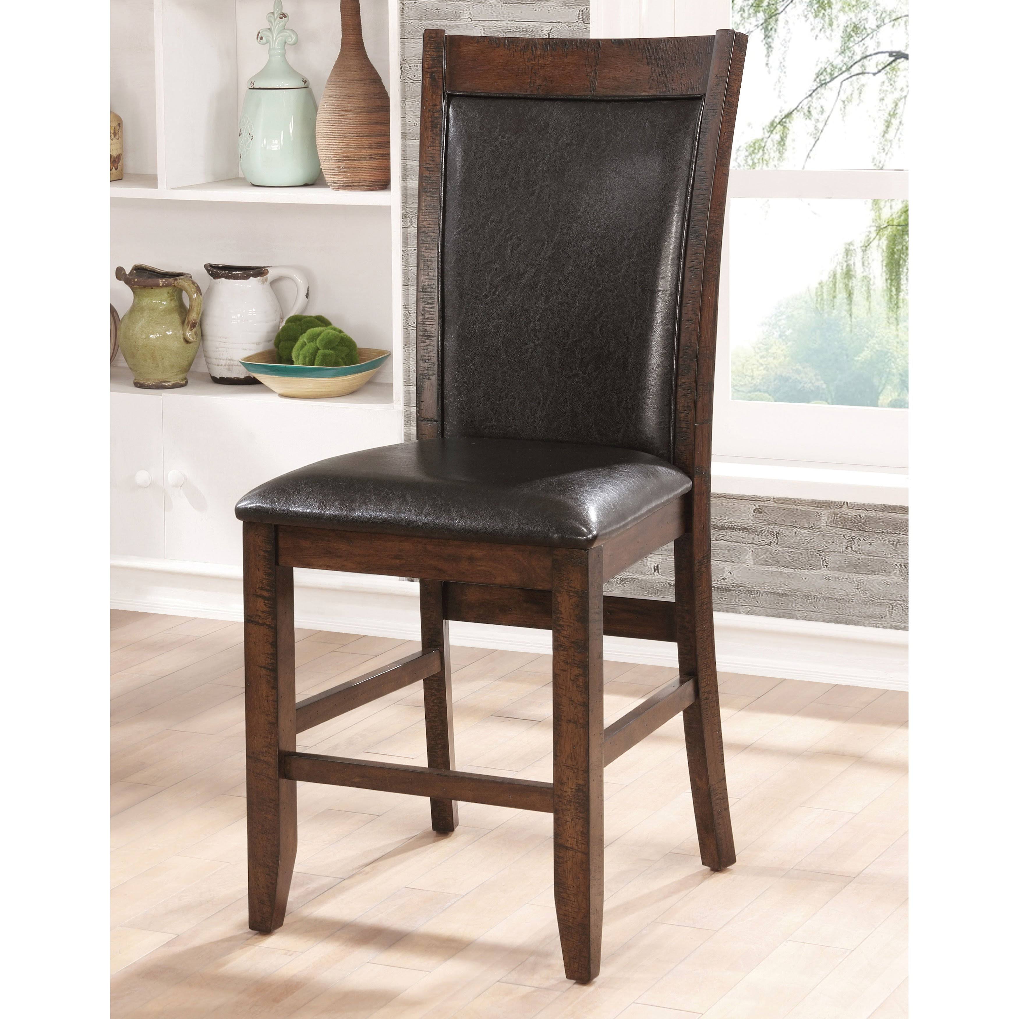 Rustic Contemporary Leatherette Brown Cherry Counter Height Chair G356