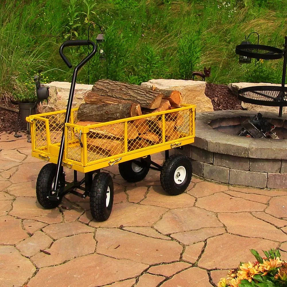 Yellow Utility Cart with Removable Folding Sides A957