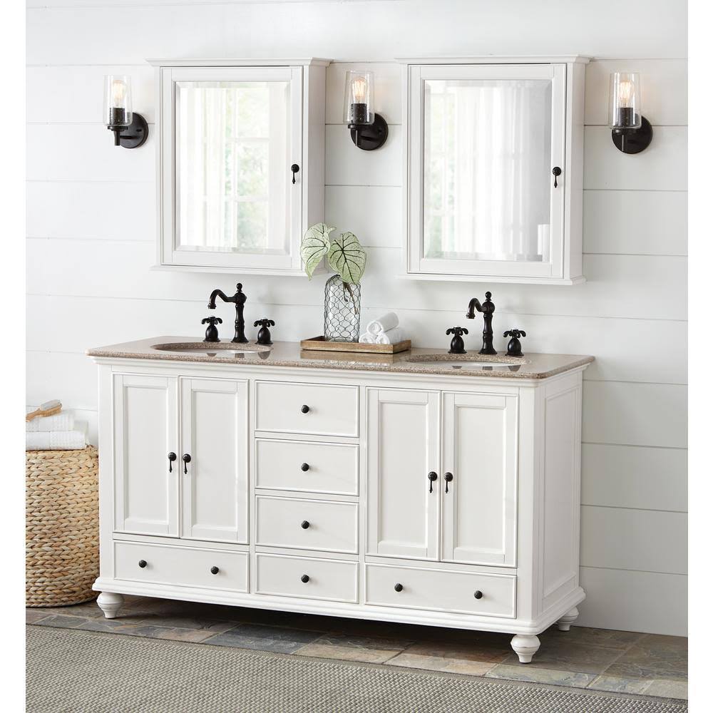 Ivory Framed Bathroom Cabinet Y76790