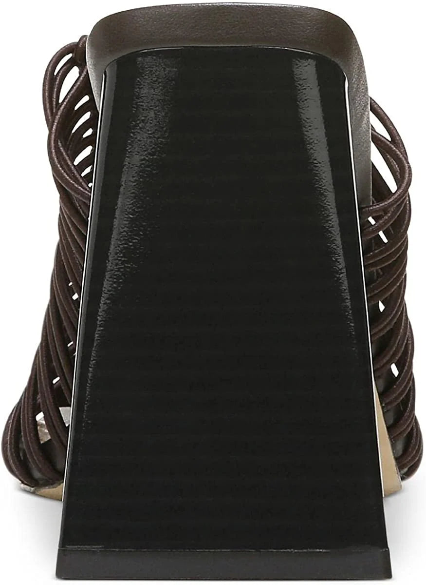Caviar Brown Block Heel Slip On Squared Toe Mules J1725