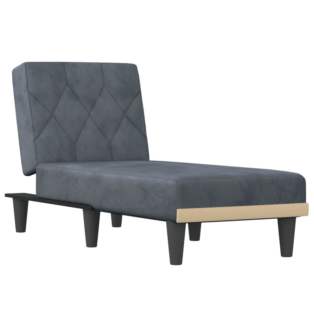 Dark Gray Velvet Chaise Longue P4378