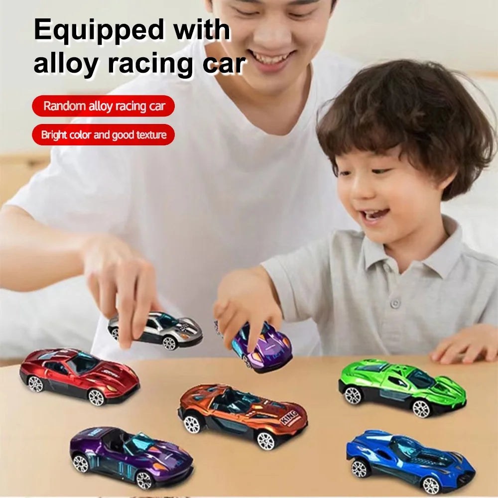 Mega Hauler Truck with Ejection Race Track, Folding Storage Transporter Toy with 8 Cars L30821