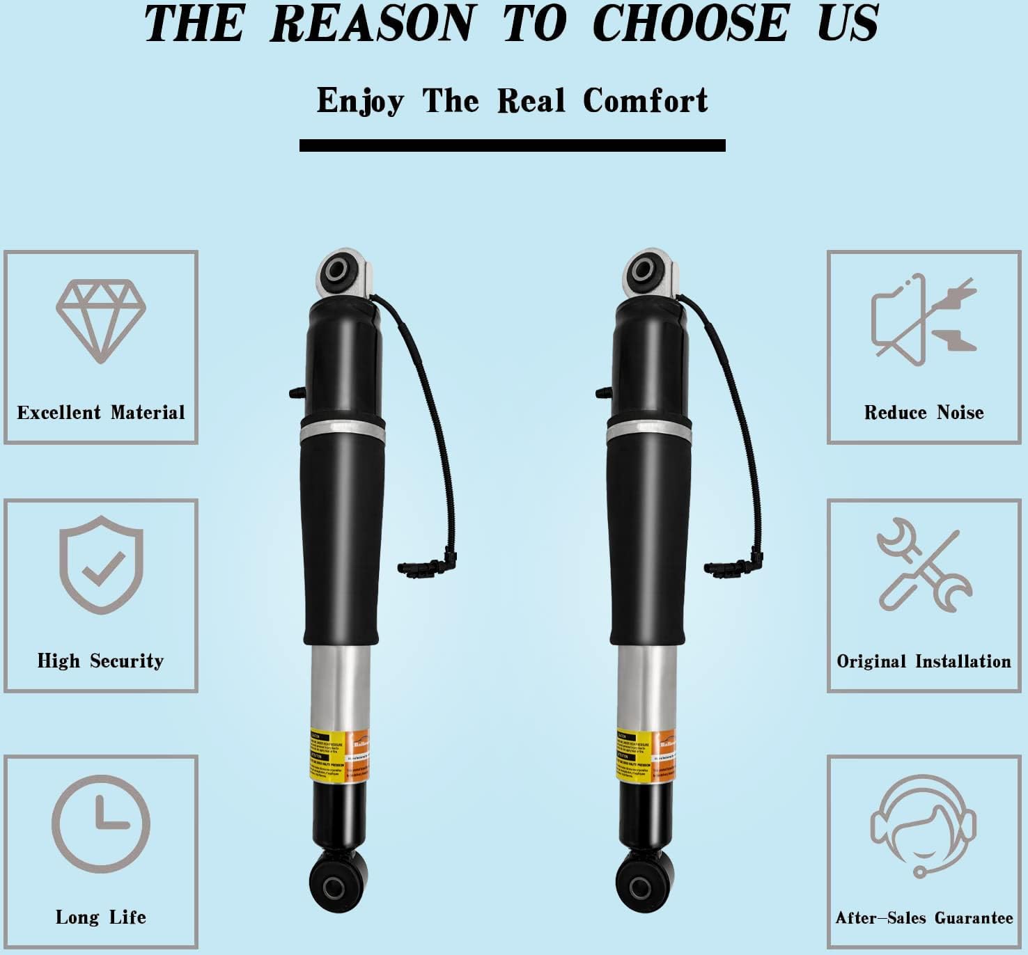 Pair Rear Air Shock Absorber Adjustable Air Shocks and Struts I6572