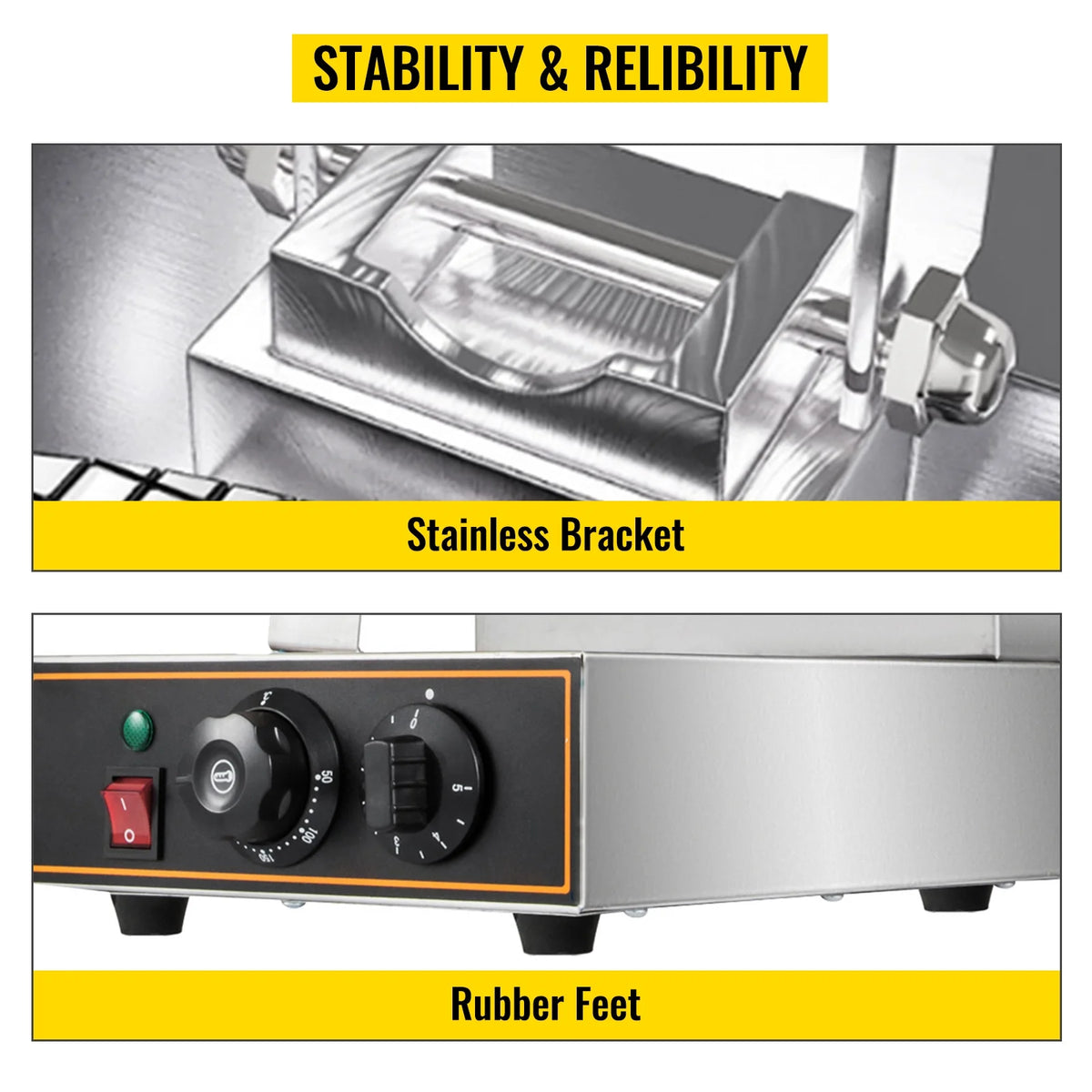 1000W Nonstick Stainless Steel Egg Roll Machine with Adjustable Temperature and Time Control, 10x13 inch, Black 110V H23736