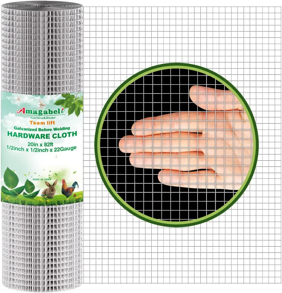 Hardware Cloth 40in X 65ft 1/2in Galvanized Square Mesh Wire Fencing Wire Diameter 0.8mm Pack of 2 G472