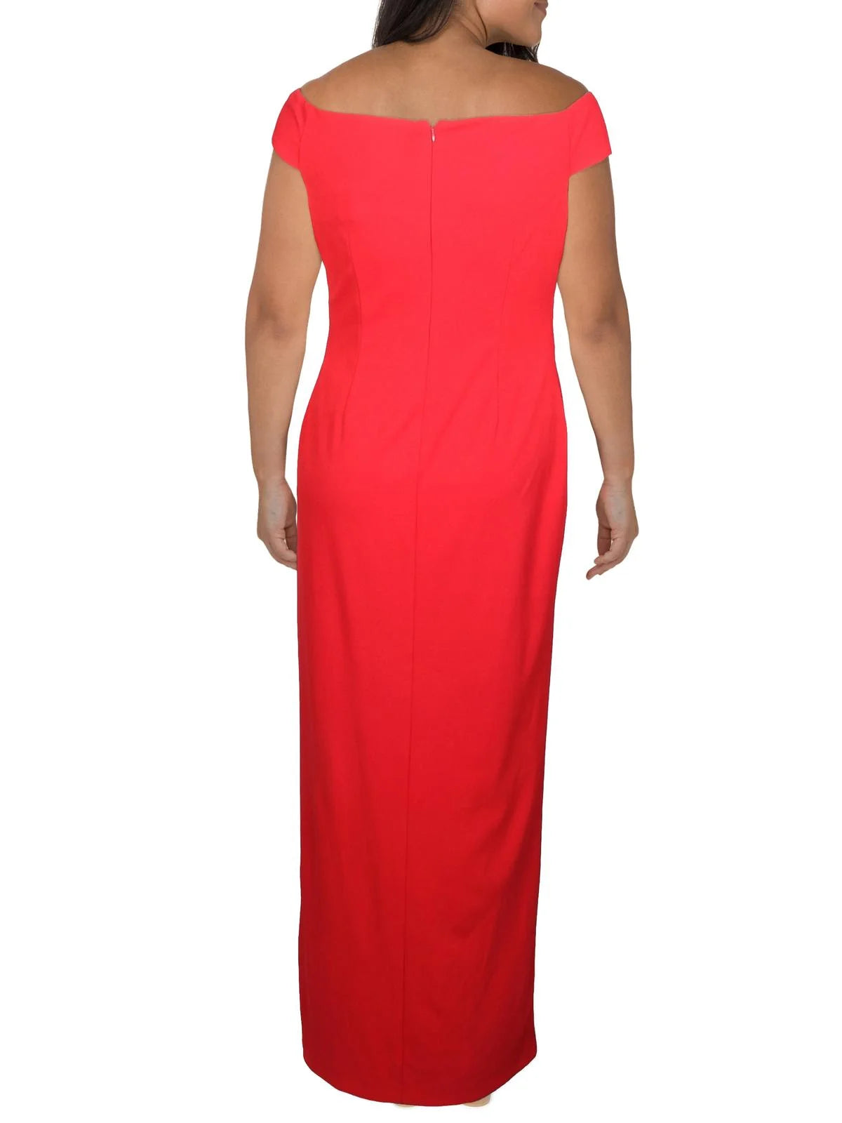 Red Pleated Off the Shoulder Formal Dress Size 2 Y400