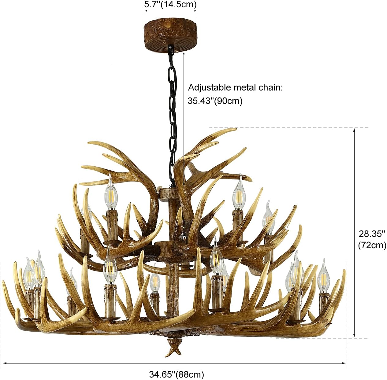 Antler Chandelier, 9 Lights, E12 Base M72814