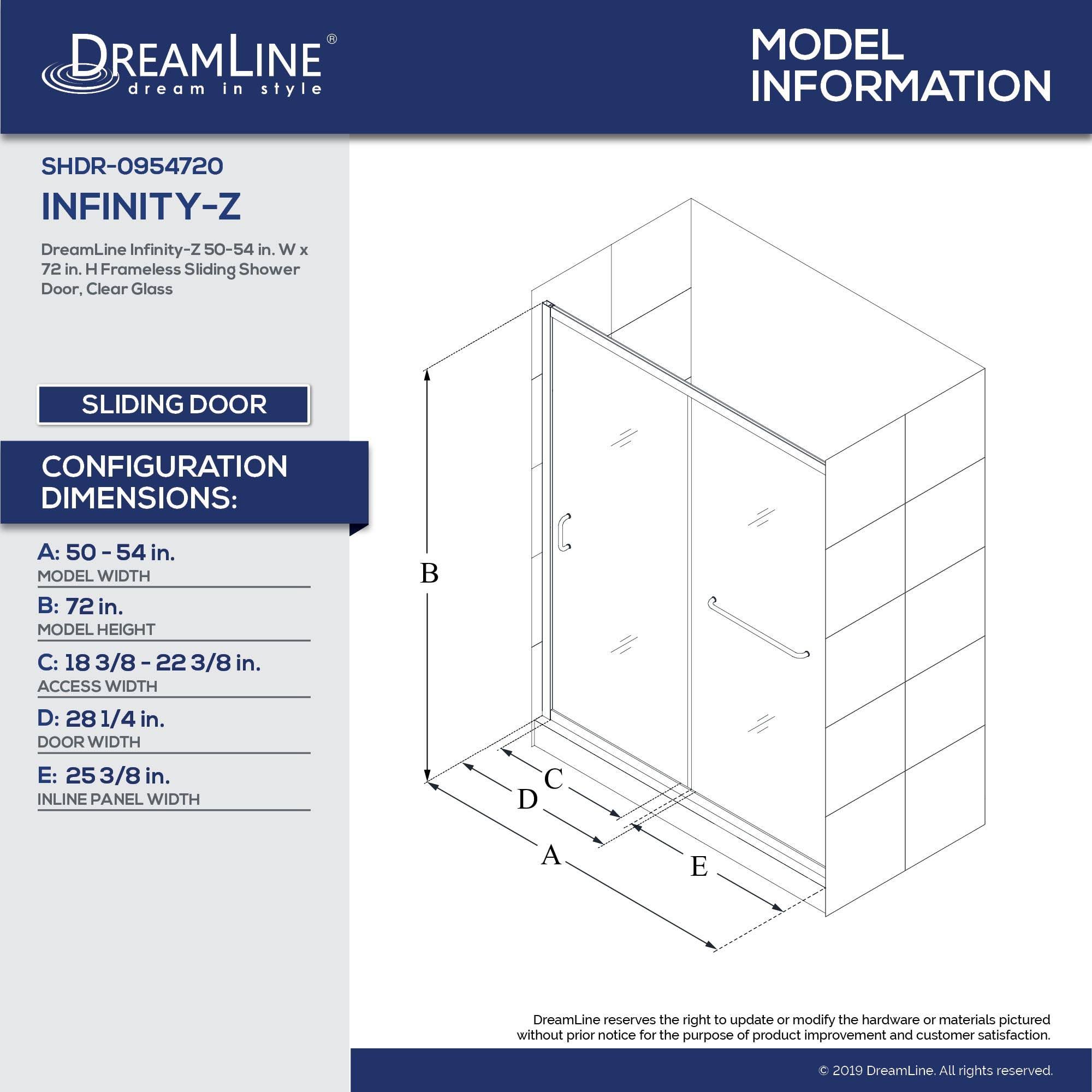 72 in. Semi-Frameless Sliding Shower Door Clear Glass Brushed Nickel L897733